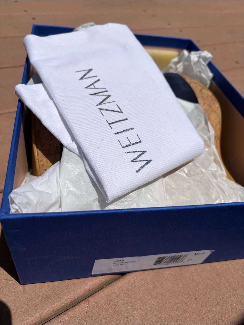 Stuart Weitzman Navy Suede Cork Wedge Pumps - Picture 8 of 8